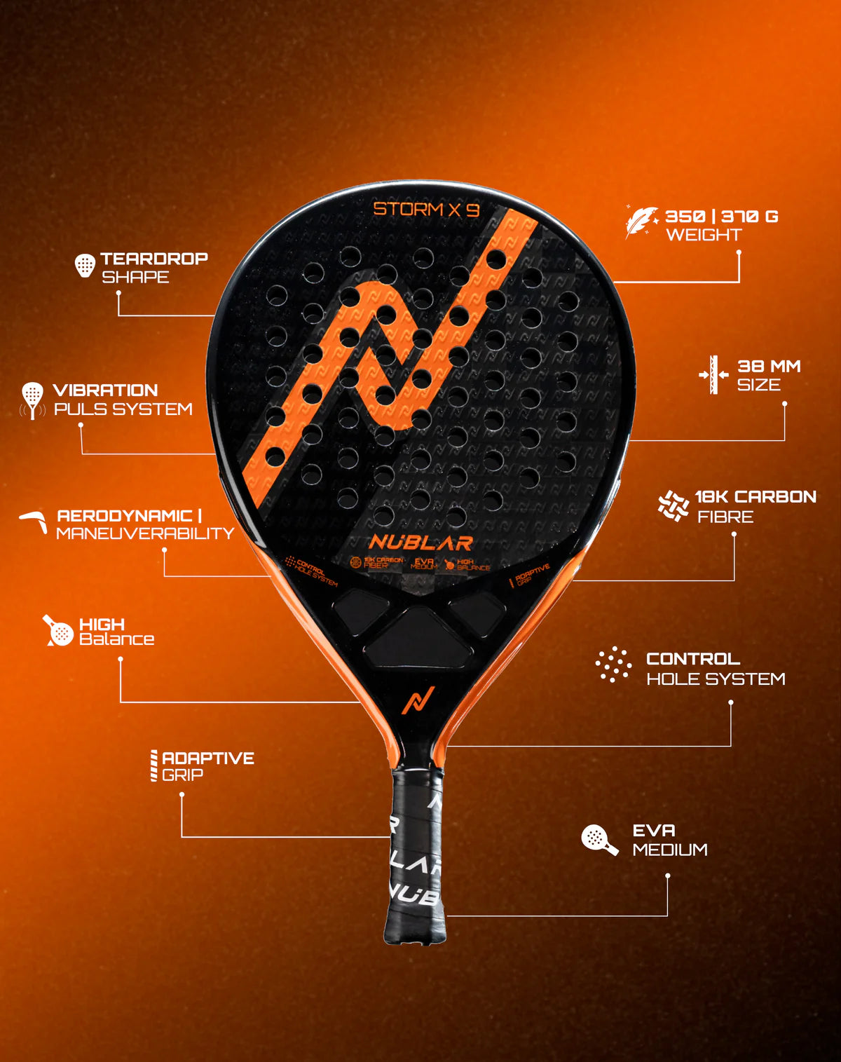 NUBLAR STORM X 9 PADEL RACKET